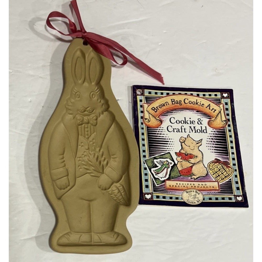 Vintage 1988 Brown Bag Cookie Art Mold Bunny Rabbit in Easter Suit Shortbread